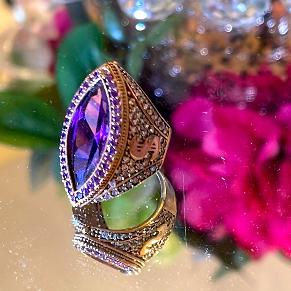 Amethyst & White Topaz Money Ring - Picture 1 of 5